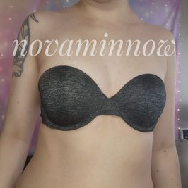 grey strapless bra