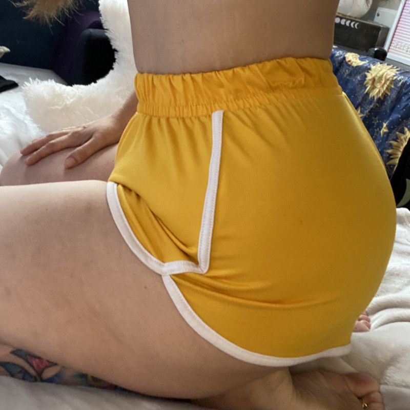 Worn Yellow Booty Shorts