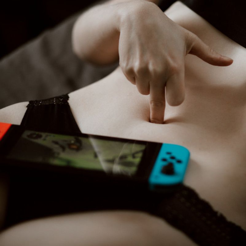 video game and navel fingering photo set