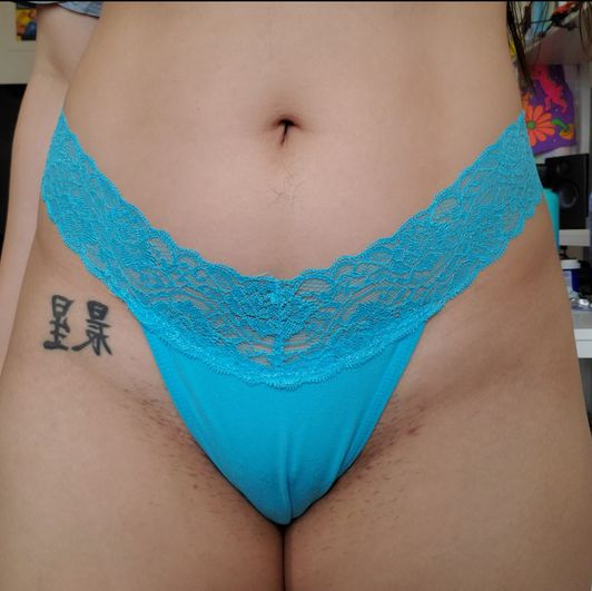 Sky Blue Lace Trim Thong