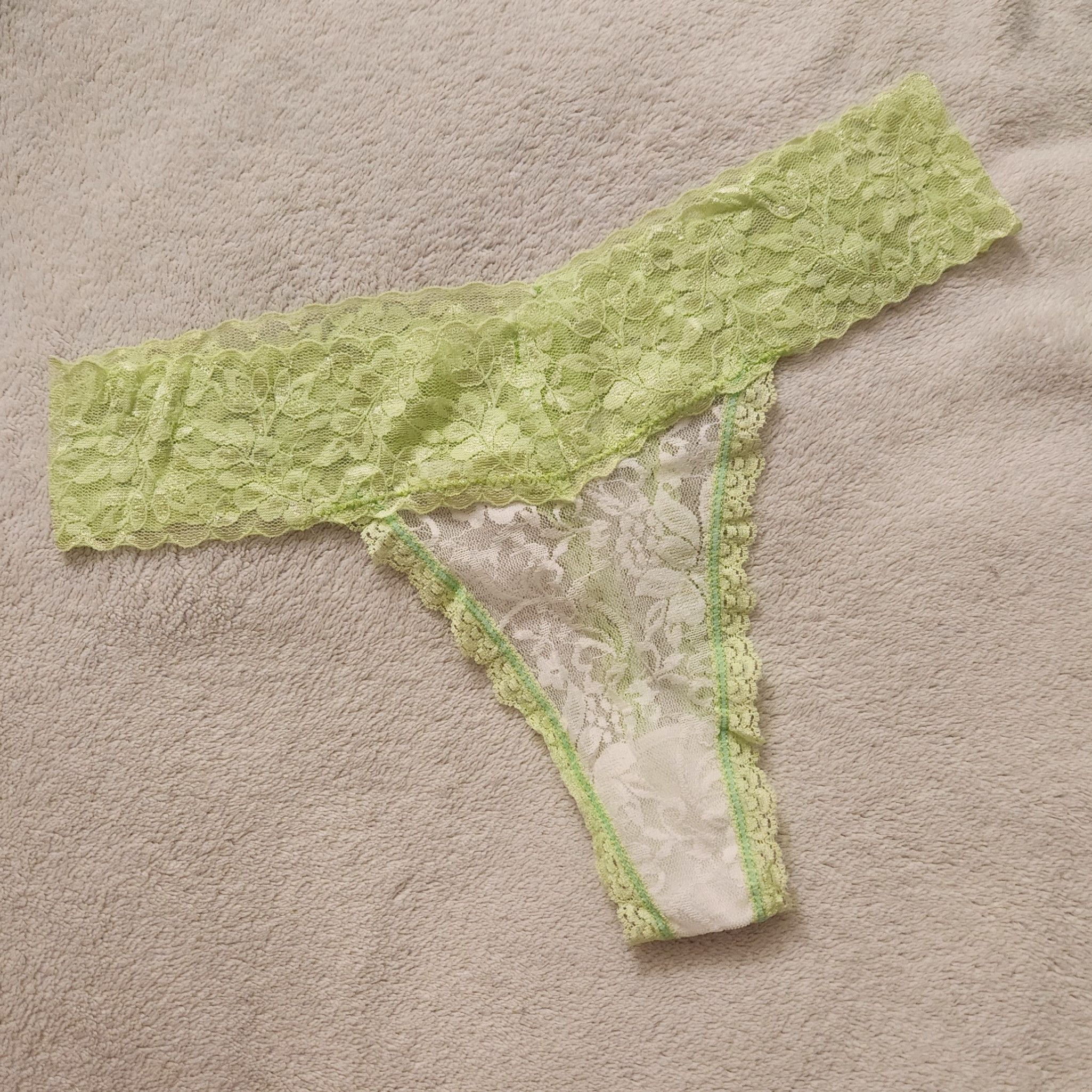 Neon Green Lace Thong Panties