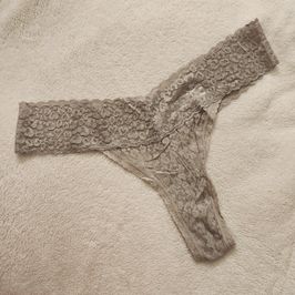 Grey Lace Thong Panties