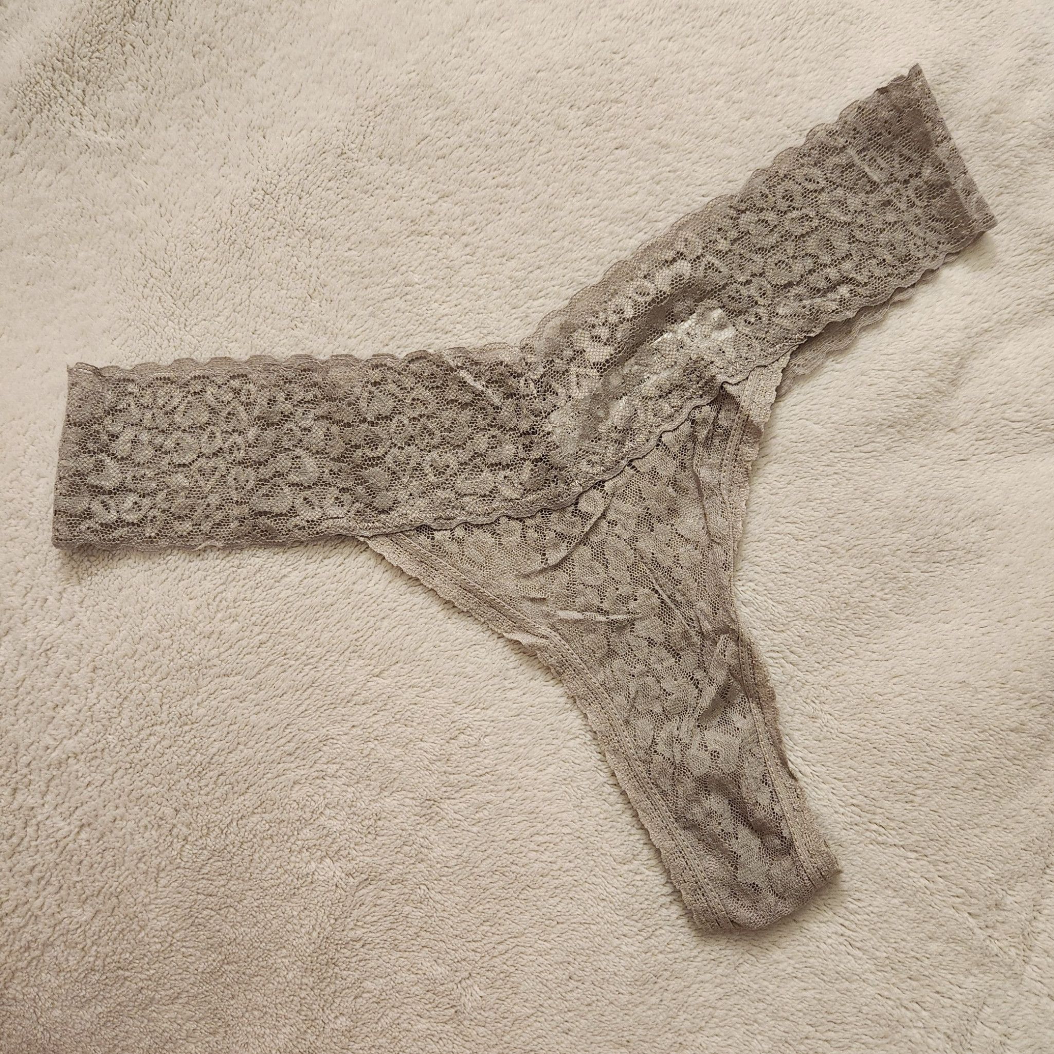 Grey Lace Thong Panties