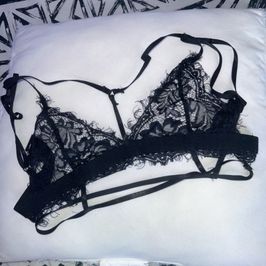 Strappy Sheer Black Lace Bra