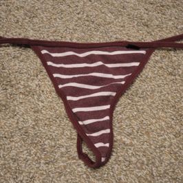 Maroon and White Cotton Thong