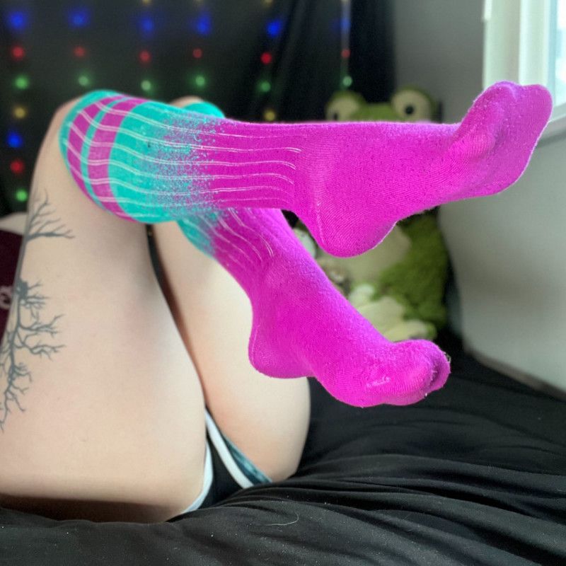 Long Purple and Teal Socks