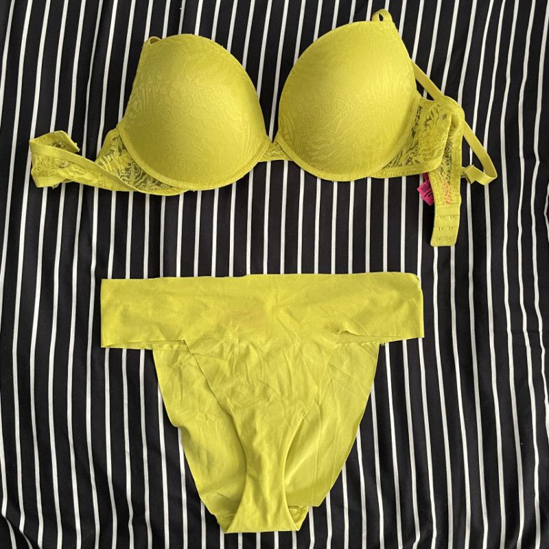 Lime green bra and panties set