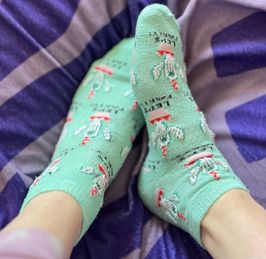 Mint Cactus Worn Socks