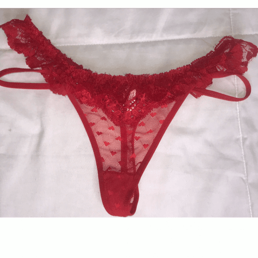 Red Heart Lace Mesh Thong