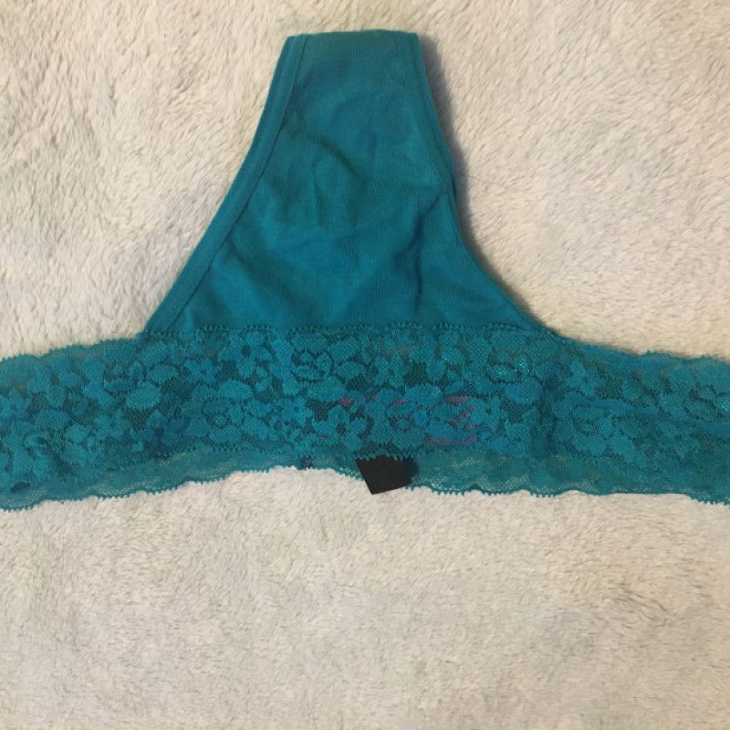 Lace teal thong