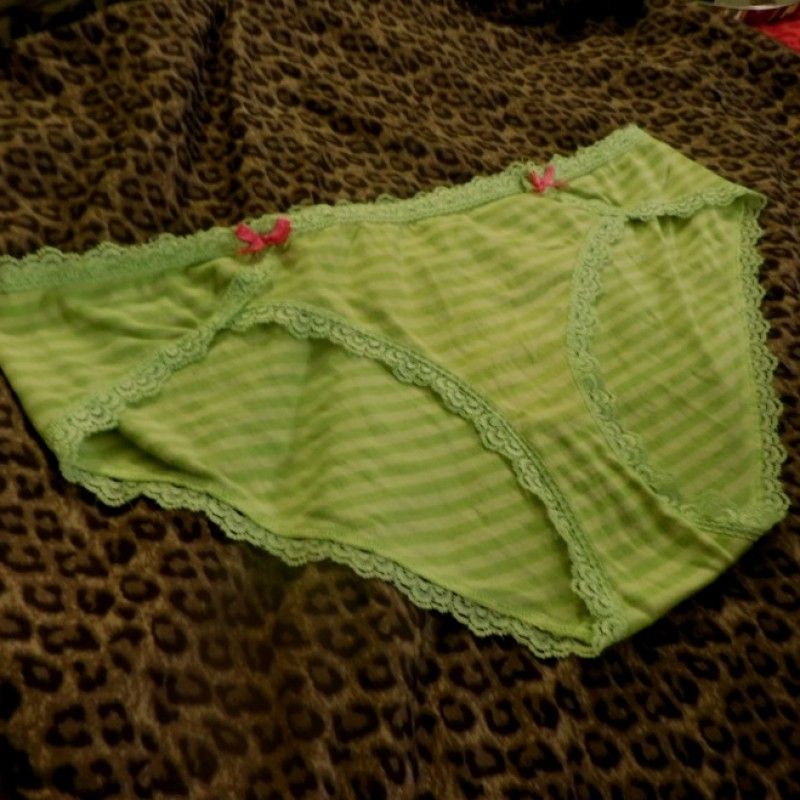 Green Stripe Cotton Pink Bows Panty MILF