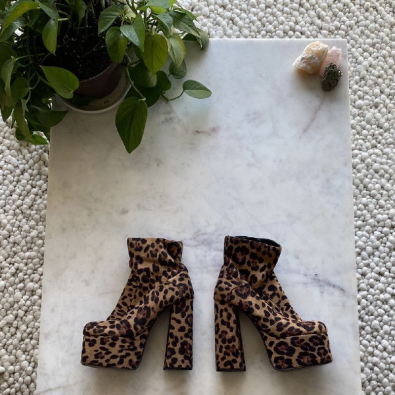 Leopard Print Heel Boots