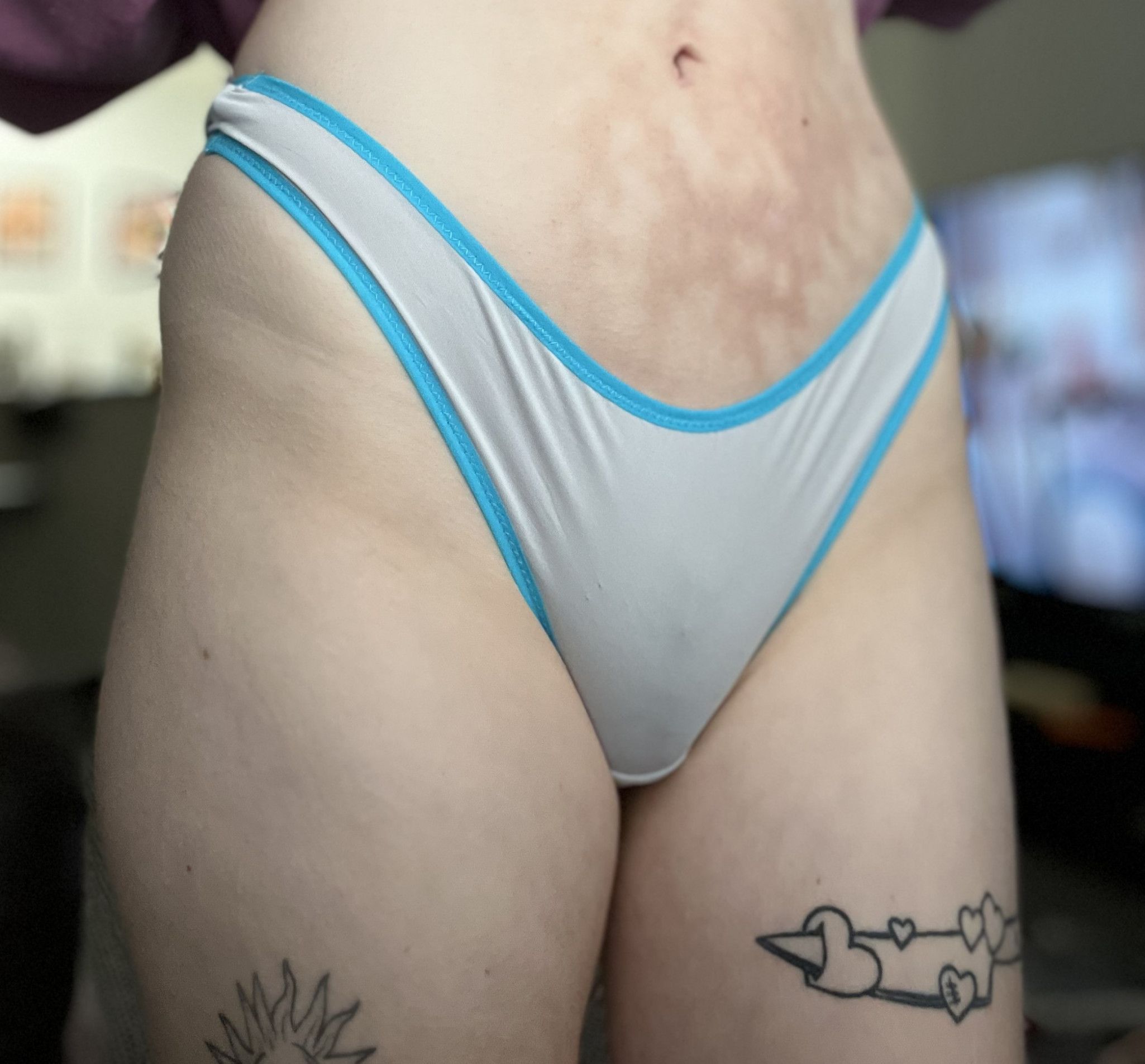 WORN BLUE THONG PANTY