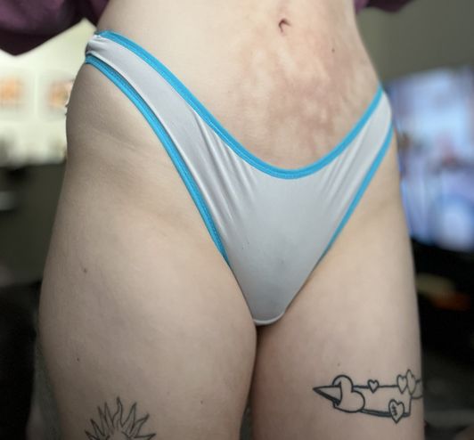 WORN BLUE THONG PANTY