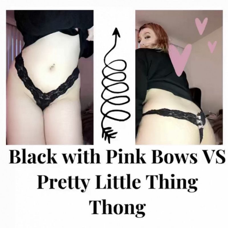 Black W Pink Bows Panties