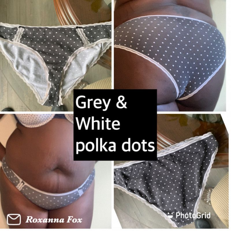 grey and white polka dots