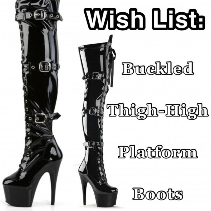 WISH LIST Thigh High Buckled Boots