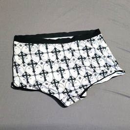 WORN L Boyshort Panties : Crosses Black and White