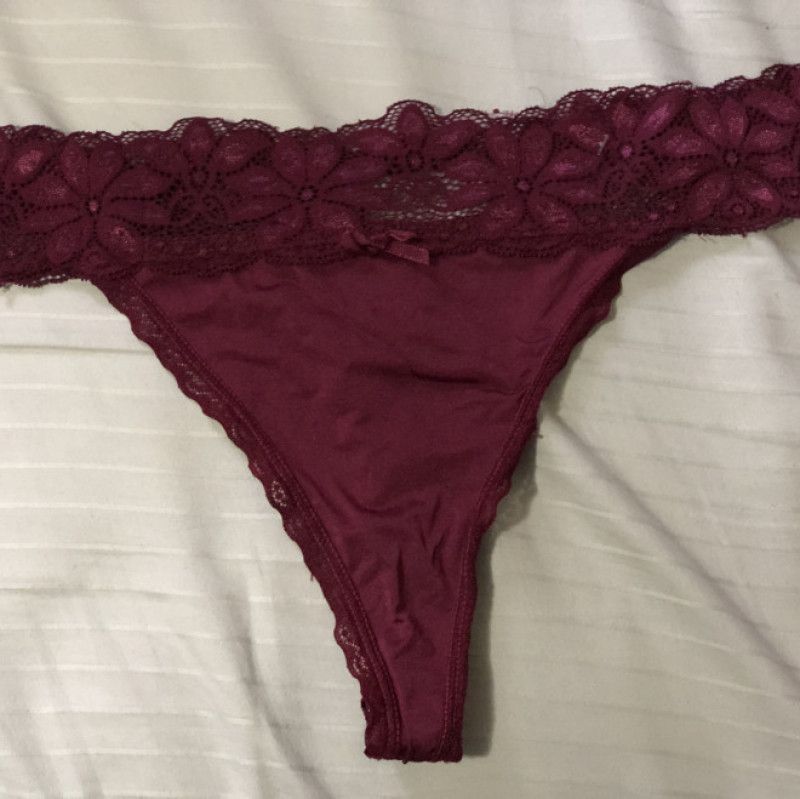 Burgundy Flower Lace Thong