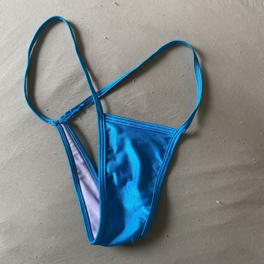 Tiny Blue Stripper Thong