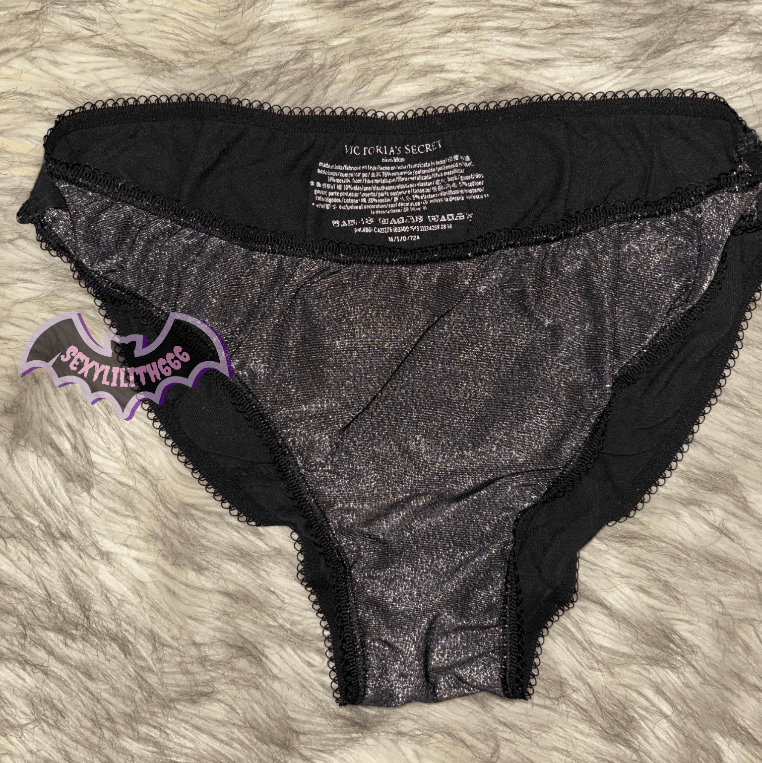 Victoria secret bikini style panty black with sparkles