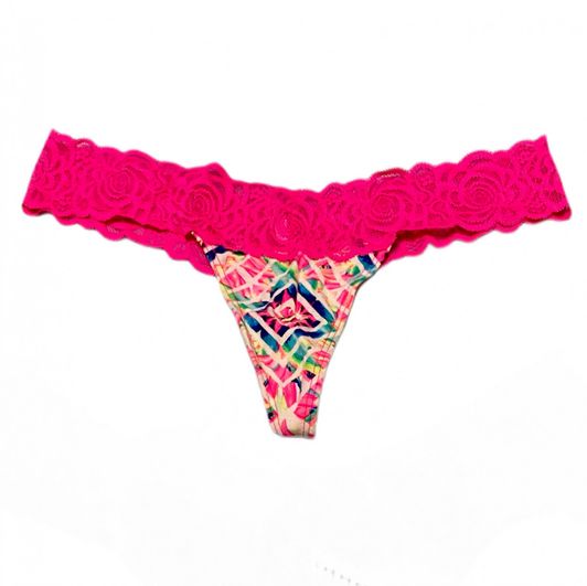 Used PINK Victorias Secret Cotton Lace Thong Panty