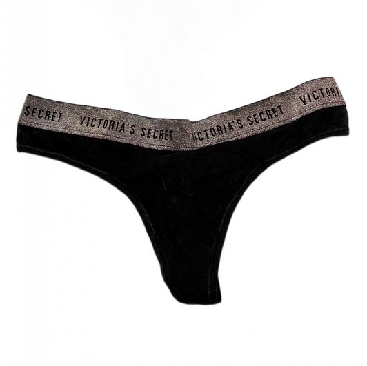 Used Black Victorias Secret Cotton Thong Panty