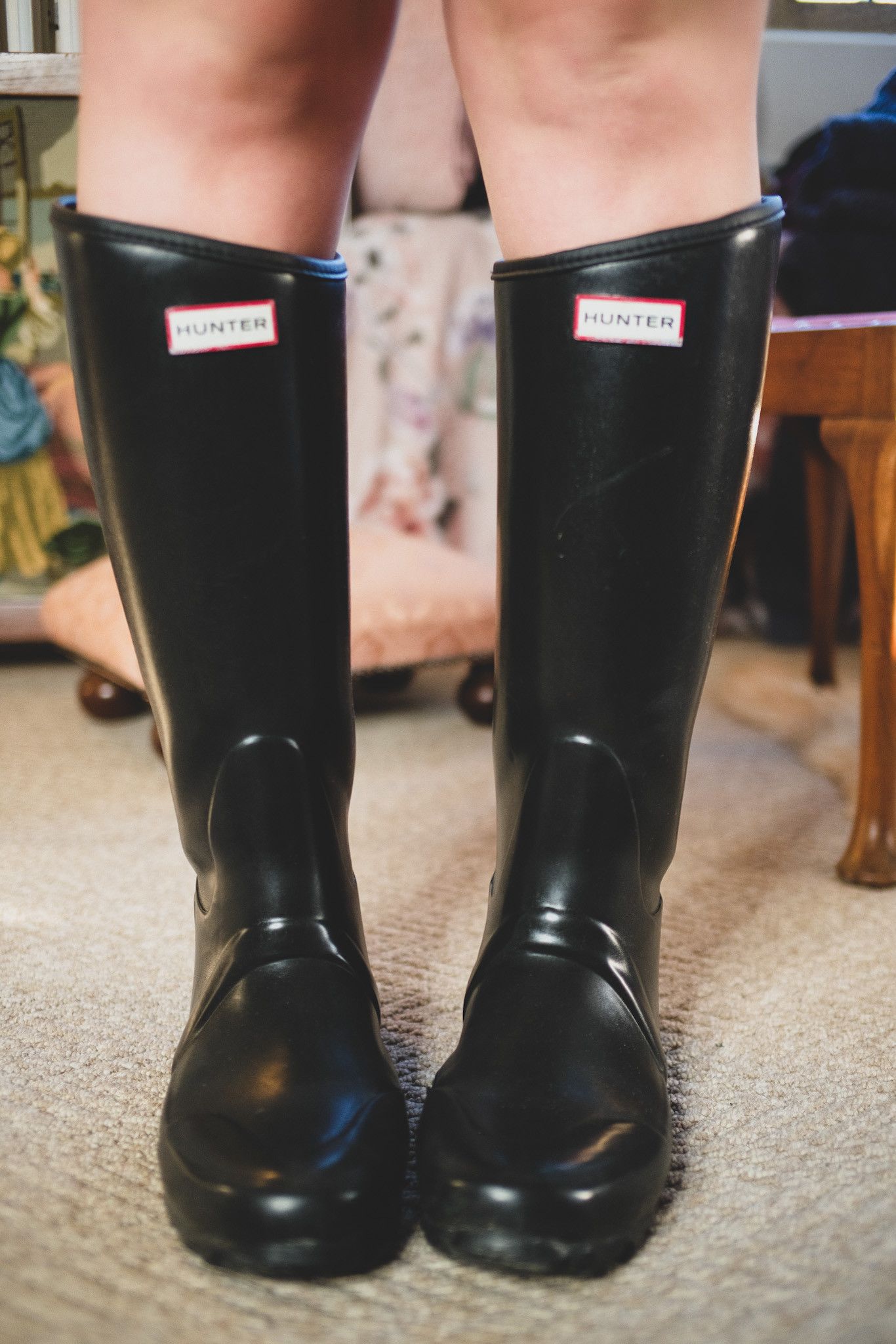 Trashed Black Hunter Rubber Riding Wellington Boots