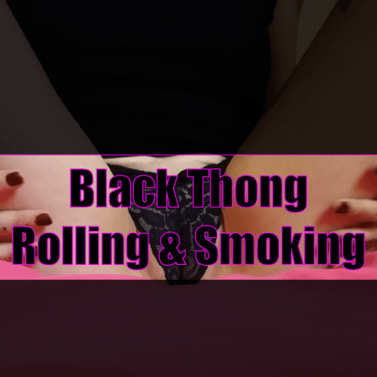 Black Thong Rolling Smoking Photo Shoot