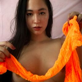 Used Orange Fishnets From Ass Video