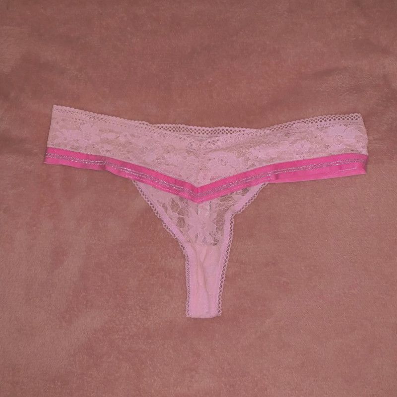 Lace Two Tone Pink Thong