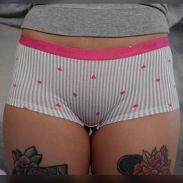 Pink Striped Heart Boyshort Panty