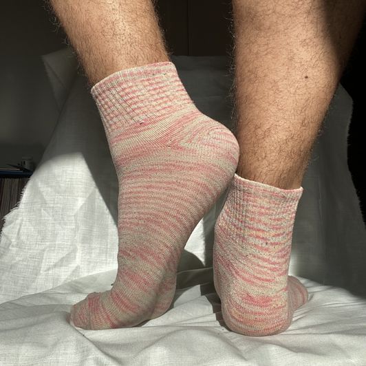 marbled pink socks