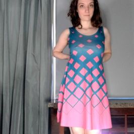 Cute Blue and Pink Dress Worn Many Times for Day Jobs