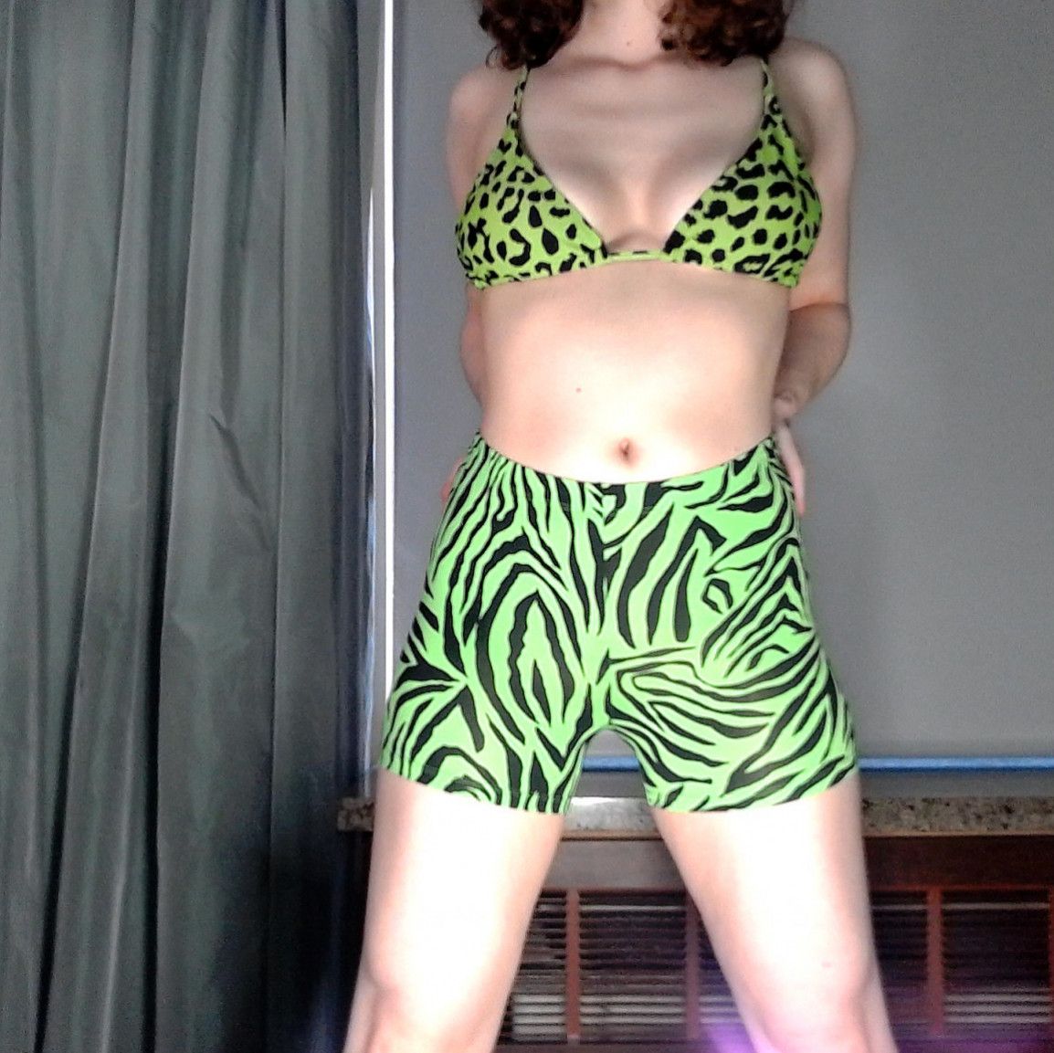 Tight Zebra Shorts Cute Lime Green Skimpy Bottoms