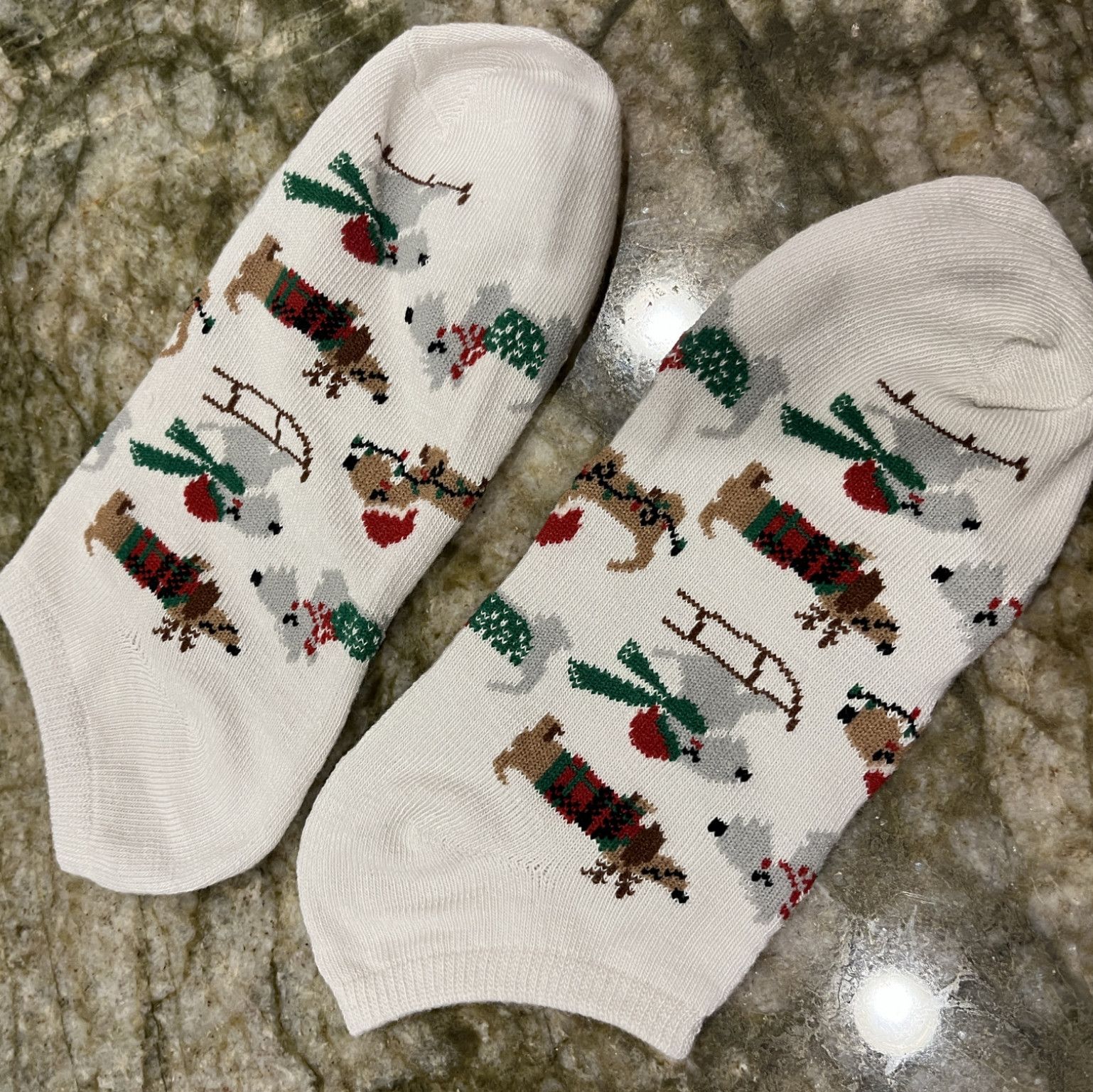 Christmas Socks: Multi Dogs White