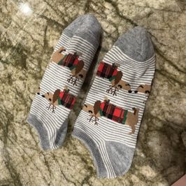 Christmas Socks: Grey Pinstripe Pets