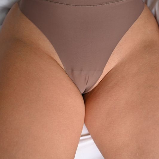 Beige worn dirty thongs panties