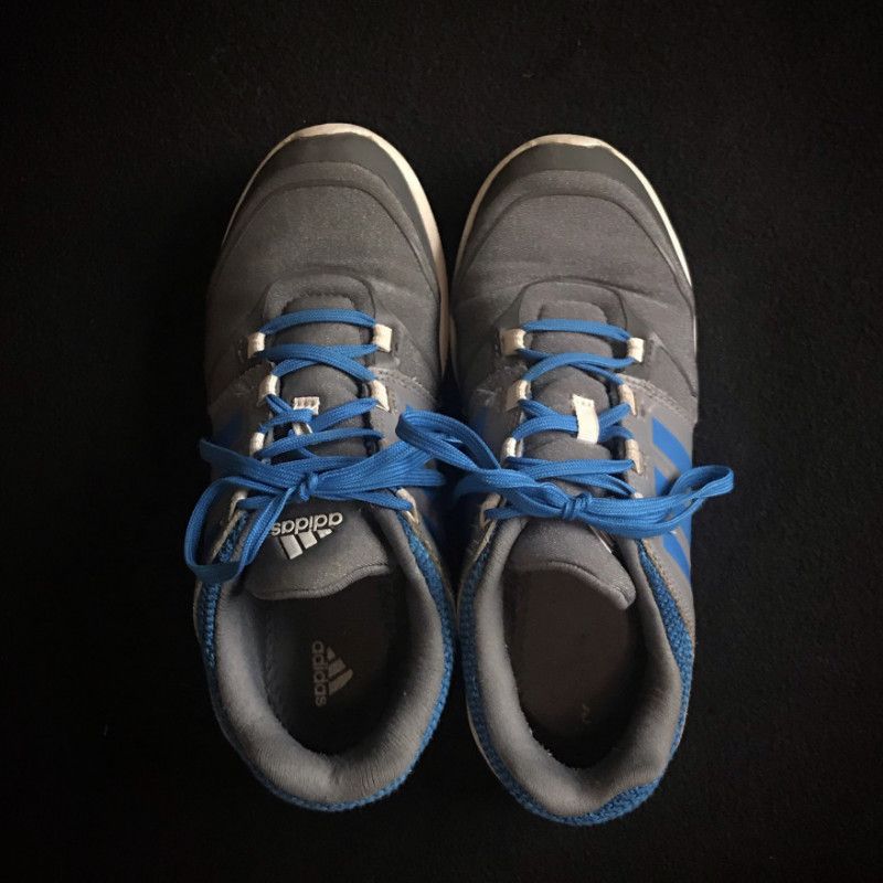 Worn Shoes: Blue and Grey Adidas