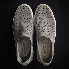 Worn Shoes: Steve Madden Grey Slip Ons