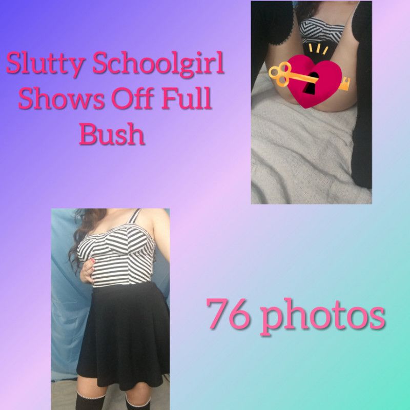 Slutty Schoolgirl Shows off Full Bush