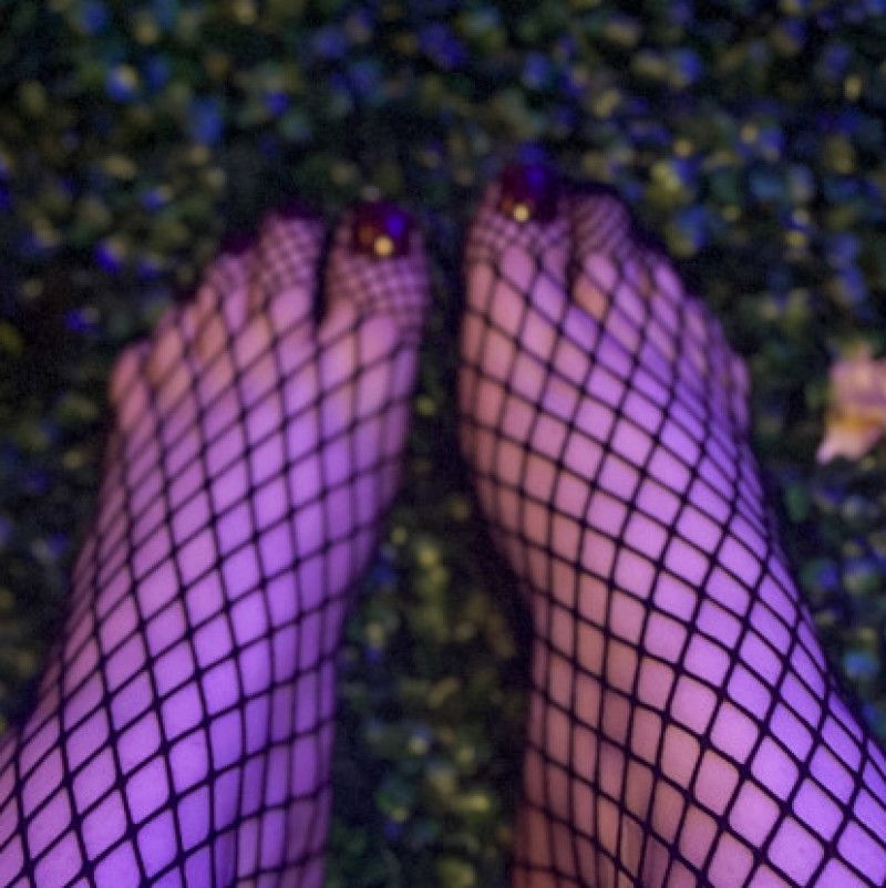 Blue RGB Fishnet Foot Worship