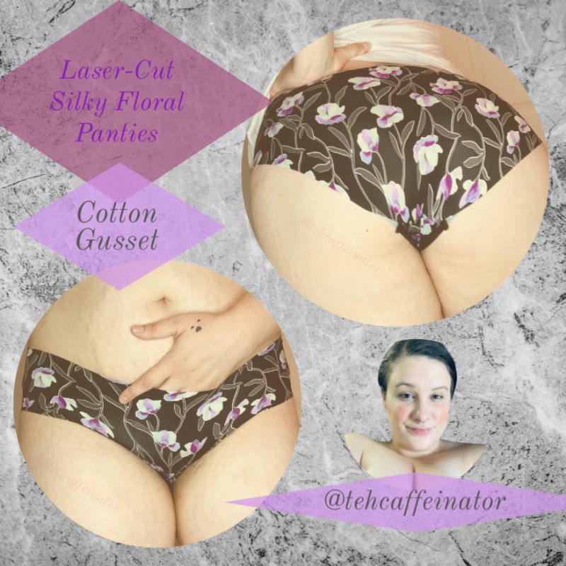 No Show Silky Black Floral Panties