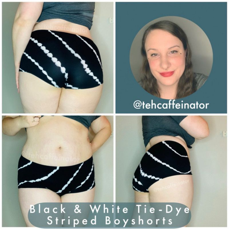 Black and White Tie Dye Nylon Boyshorts