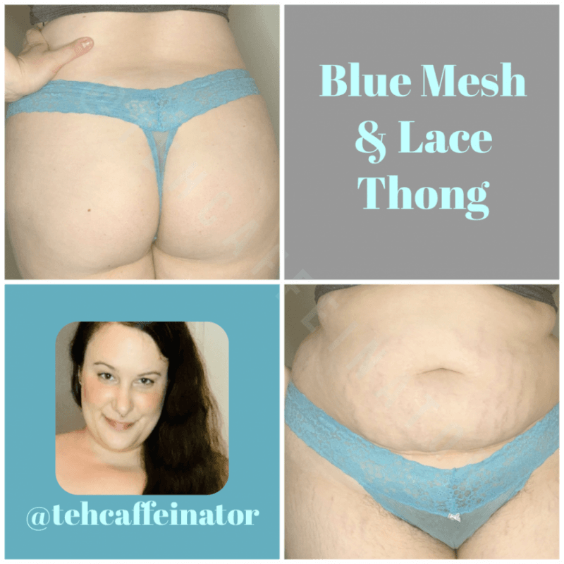 Blue Mesh and Lace Thong