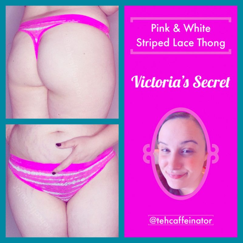 Pink and White Striped Lace Thong VS