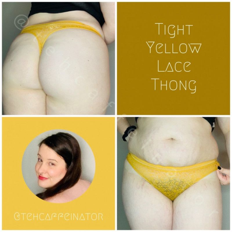 Tight Yellow Lace Thong