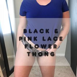 Black and Pink Lace Flower Thong