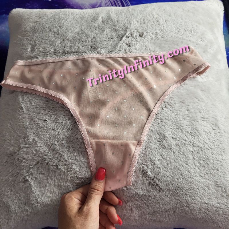 Pink Sheer Thong W Shimmer Dots