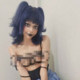 Petite Blue Haired Slut Shows Off Her Body